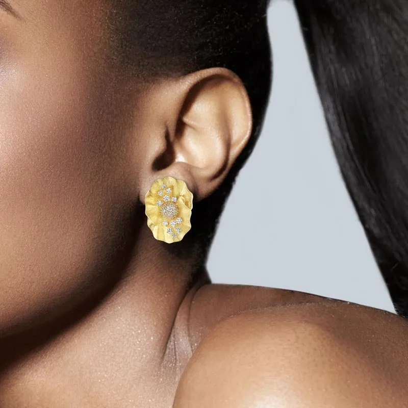 18k Bahia Yellow Gold Earring With 2.67 Cts Vs-Gh Diamonds
