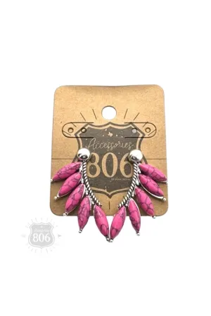 806 By Pink Panache Hot Pink Five Stone Earring Climber
