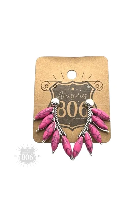 806 By Pink Panache Hot Pink Five Stone Earring Climber