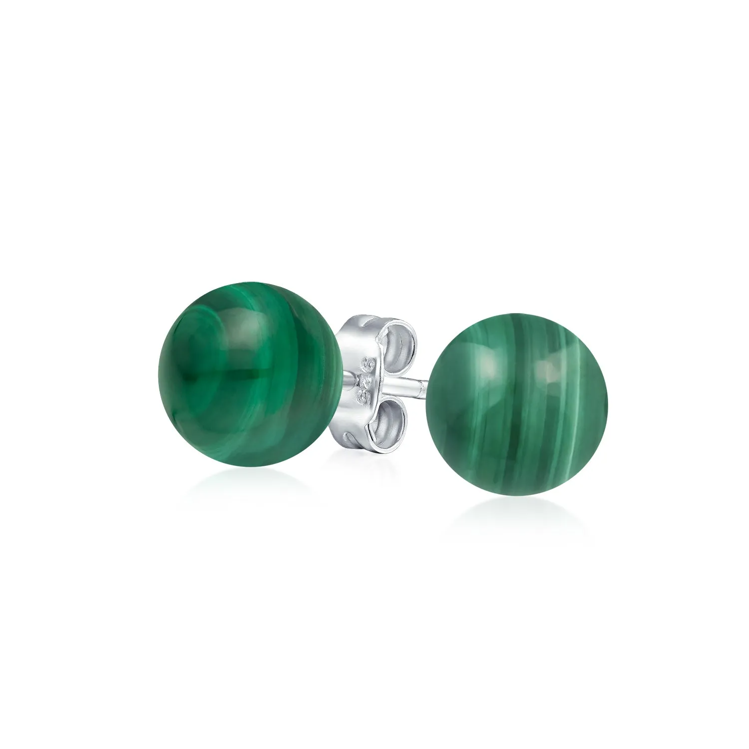 8mm Natural Gemstone Stud Earrings .925 Sterling Silver Birthstone Variety