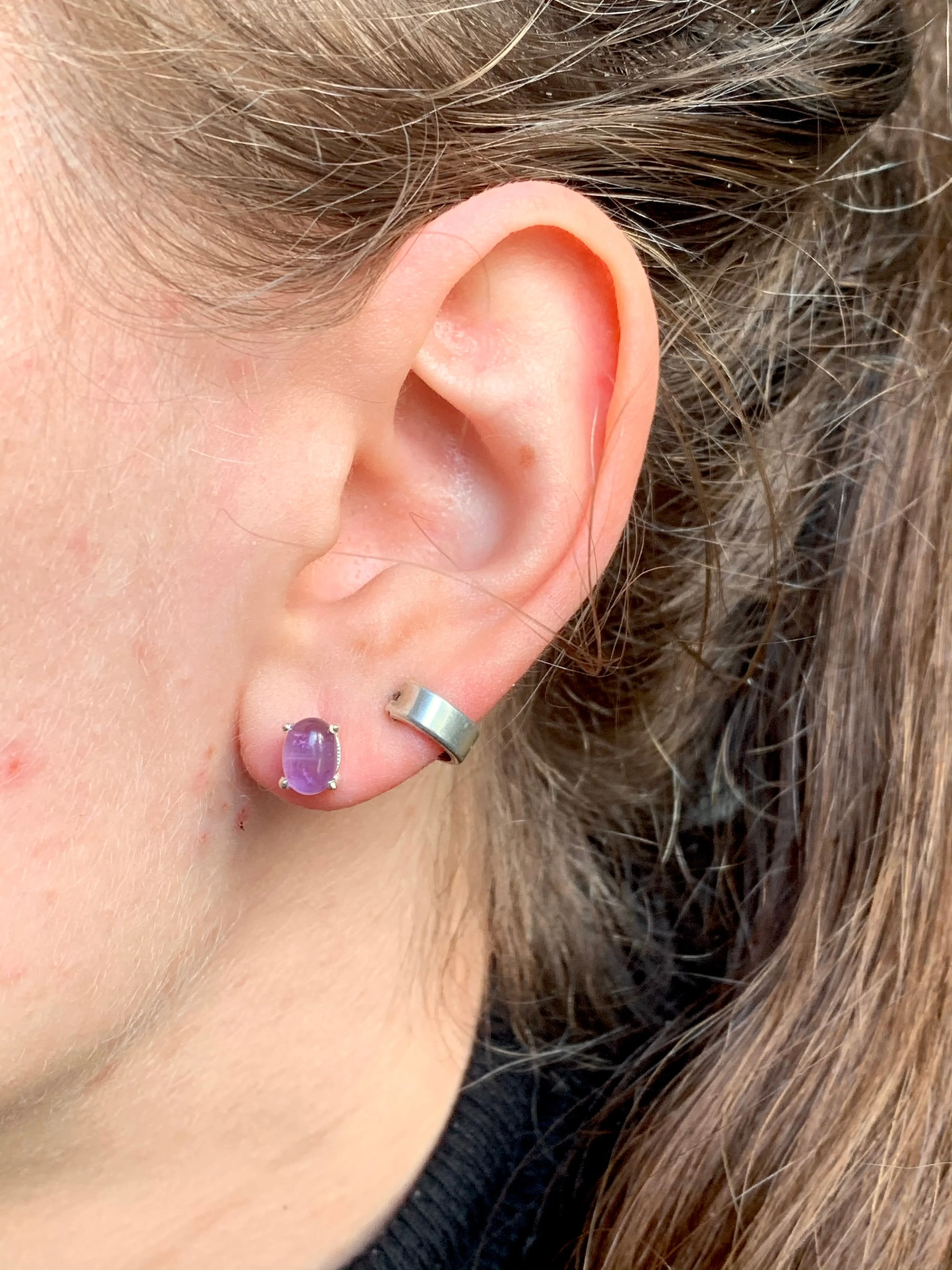 Amethyst Sanaa Studs - Cabochon