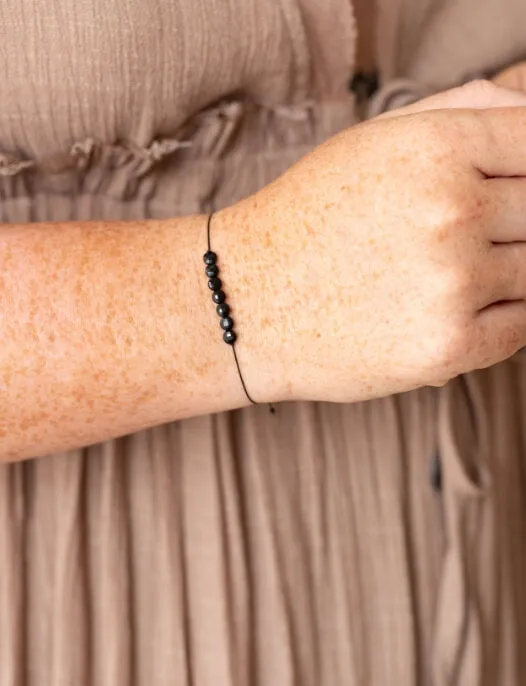 Black Onyx Hummingbird Adjustable Bracelet fro Stress Relief