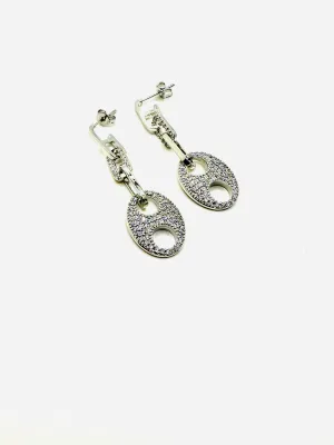 Carabiner Drop Earring with Pave Stones