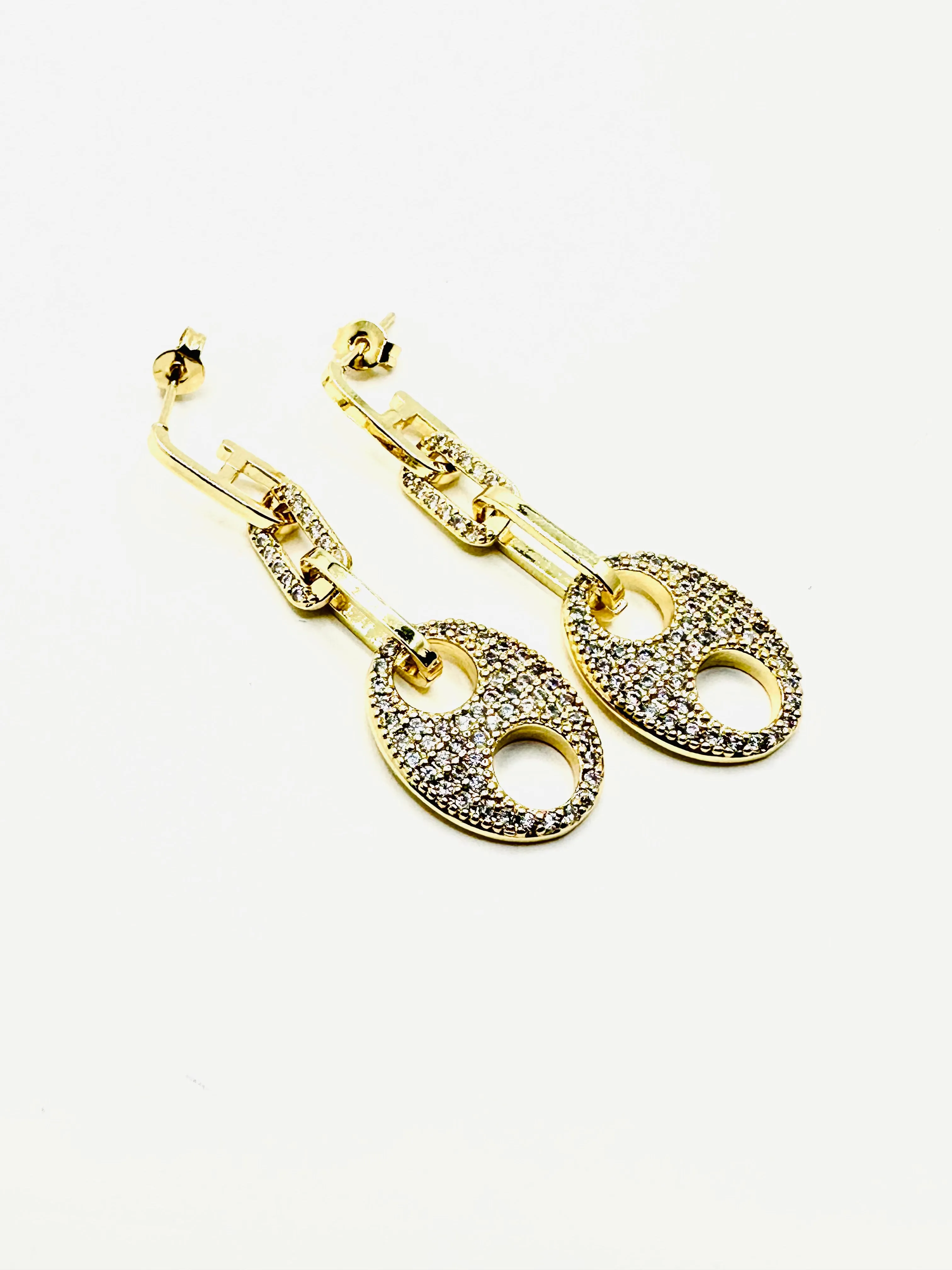 Carabiner Drop Earring with Pave Stones