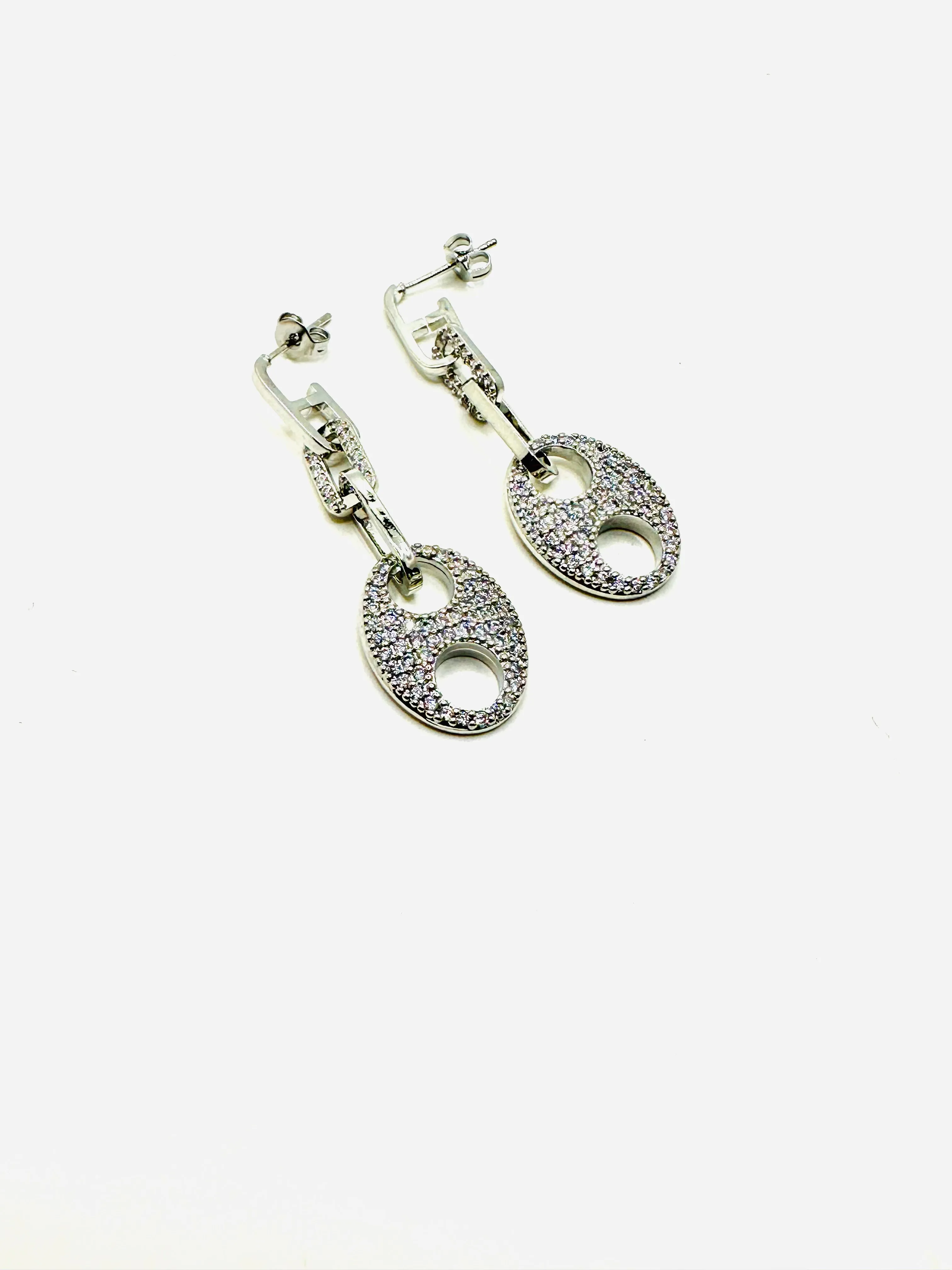 Carabiner Drop Earring with Pave Stones