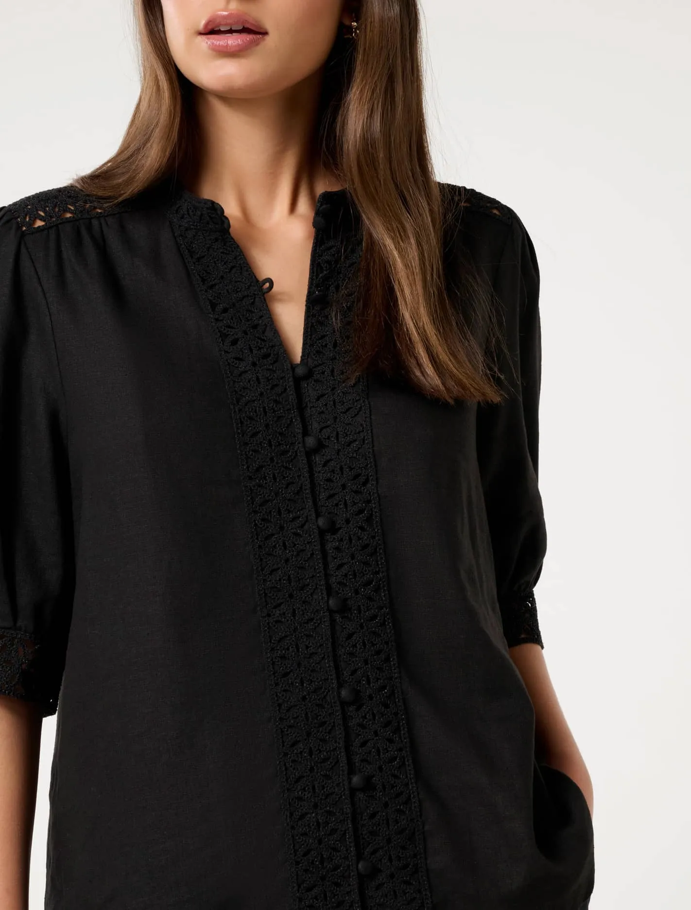 Cassie Crochet Trimmed Blouse