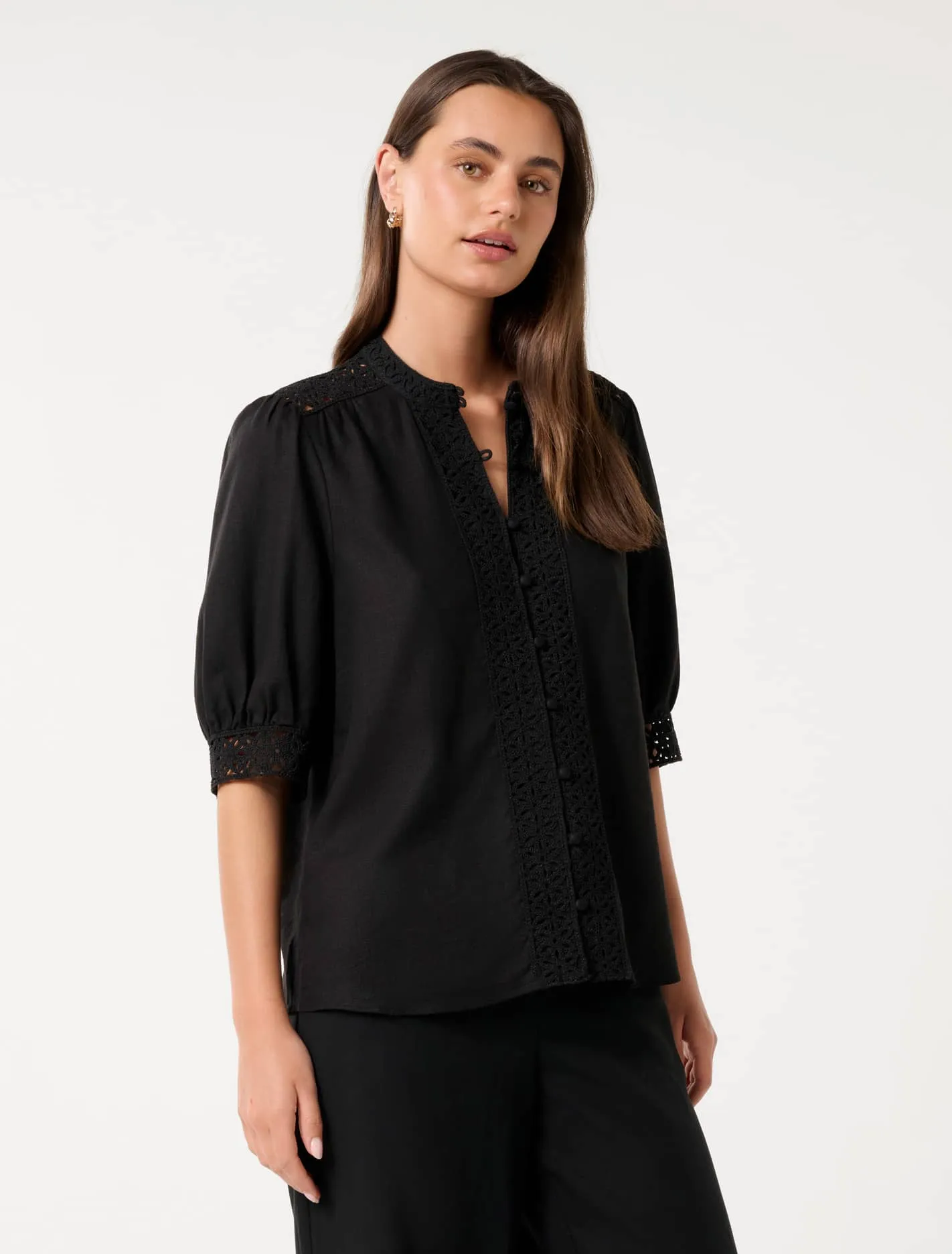 Cassie Crochet Trimmed Blouse