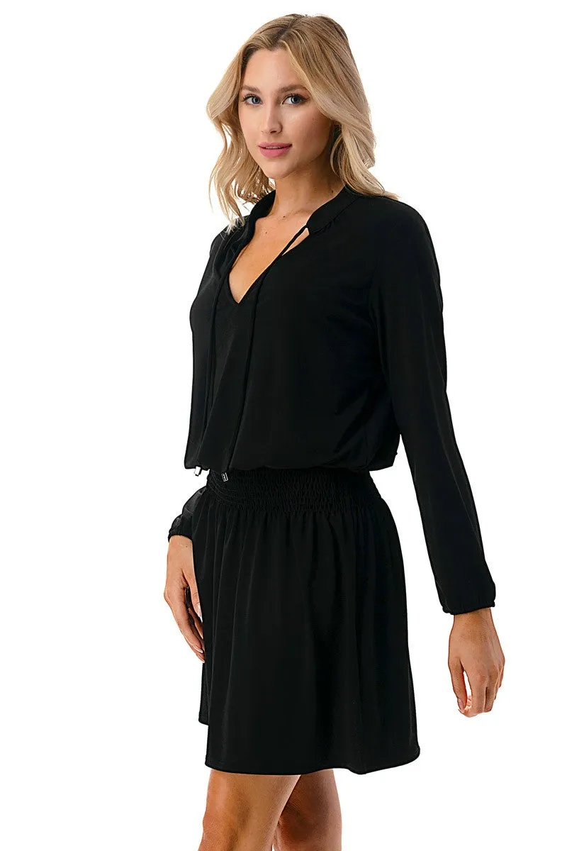 Coated Smocking Detail Dress