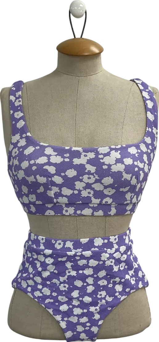 Cossie   Co Purple High Waisted Patterned Bikini UK 8