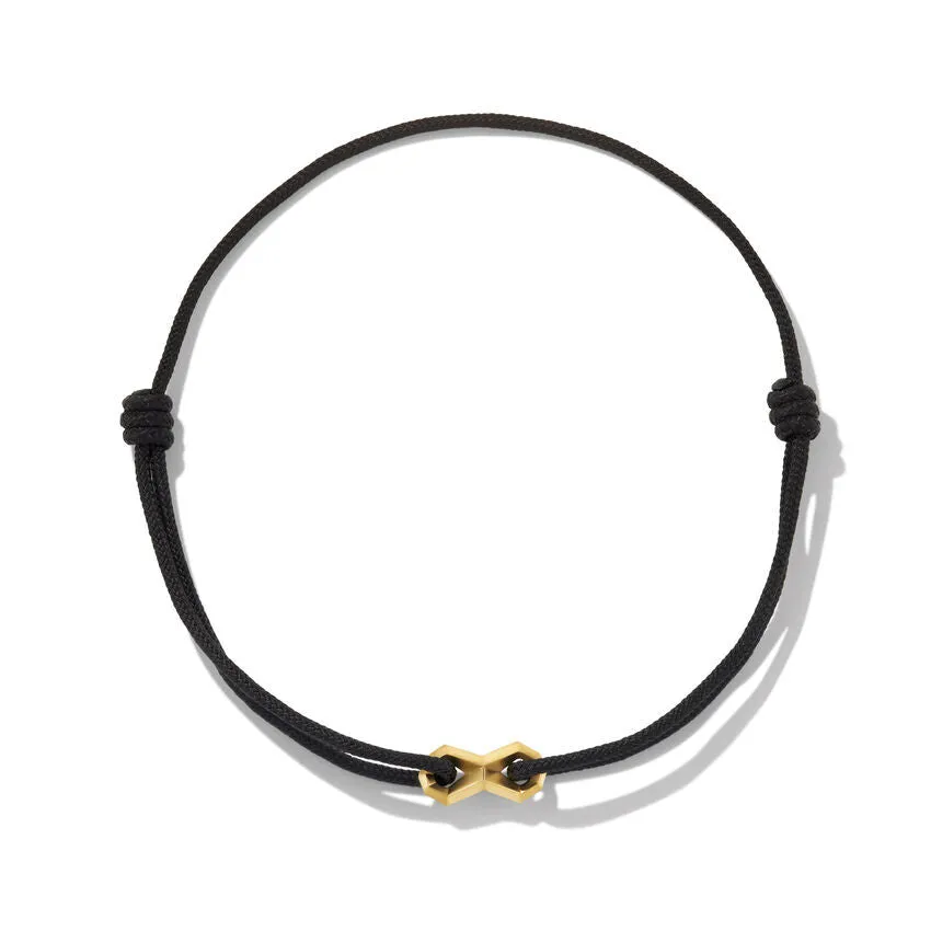 David Yurman Infinity Link Black Cord Bracelet with 18K Yellow Gold