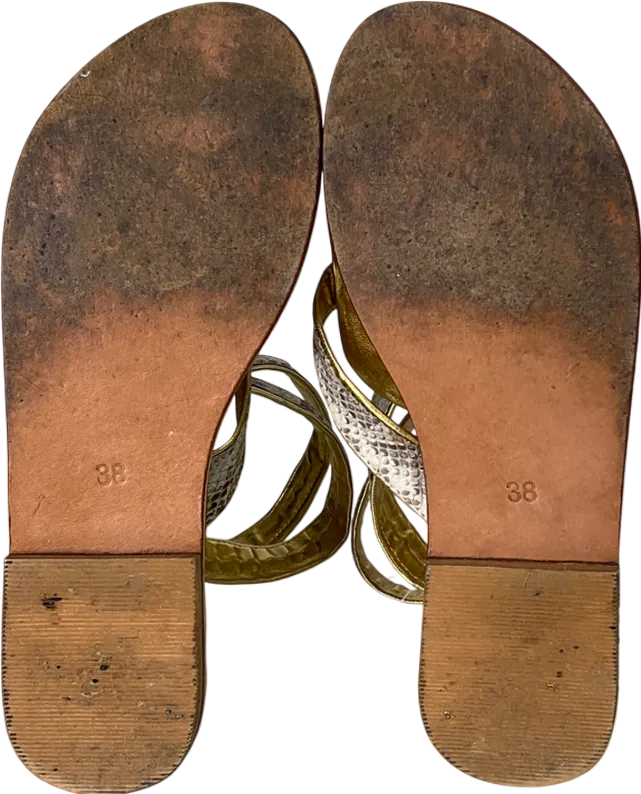 eros Beige Snake Patterned Sandals UK 5 EU 38 