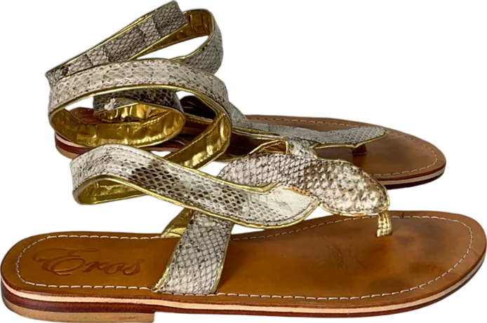 eros Beige Snake Patterned Sandals UK 5 EU 38 