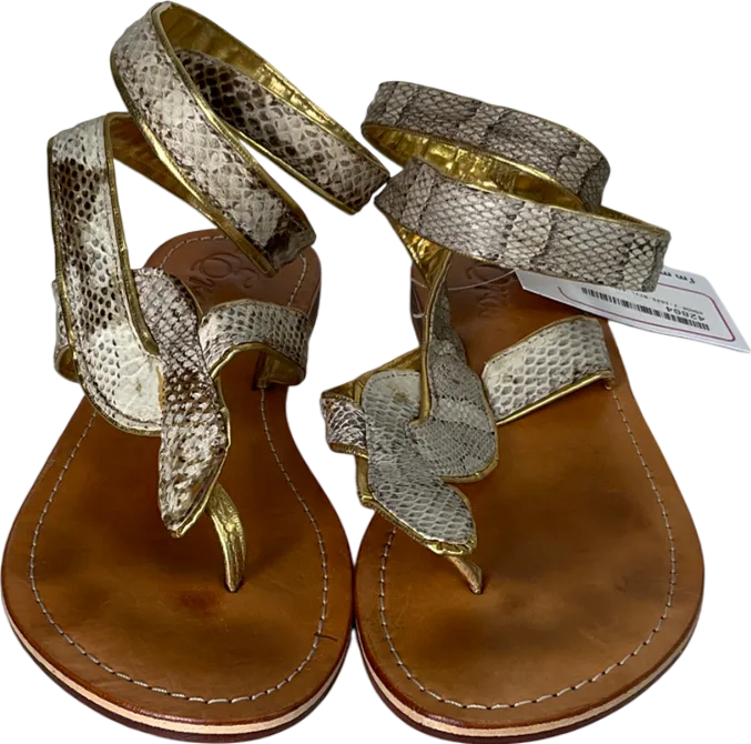 eros Beige Snake Patterned Sandals UK 5 EU 38 