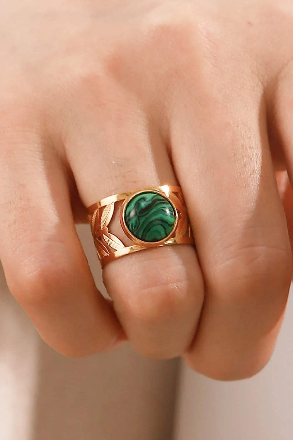 Fern Leaf Band 18k Gold Plated Ring