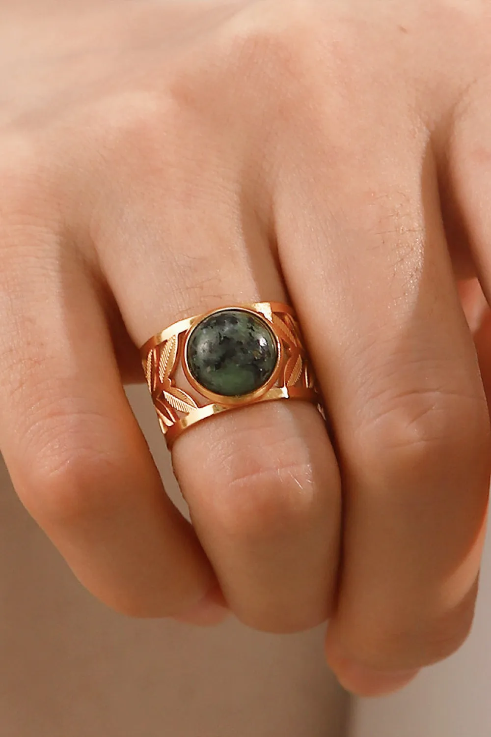 Fern Leaf Band 18k Gold Plated Ring