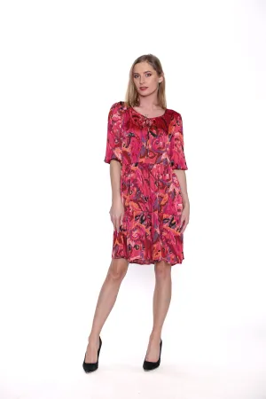 Fushcia Patterned Midi Dress