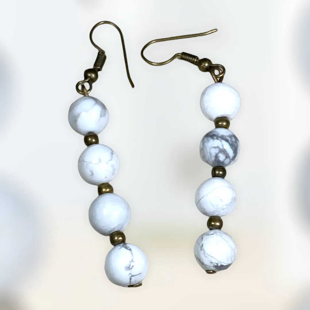 Genuine Stone Fishhook Earrings