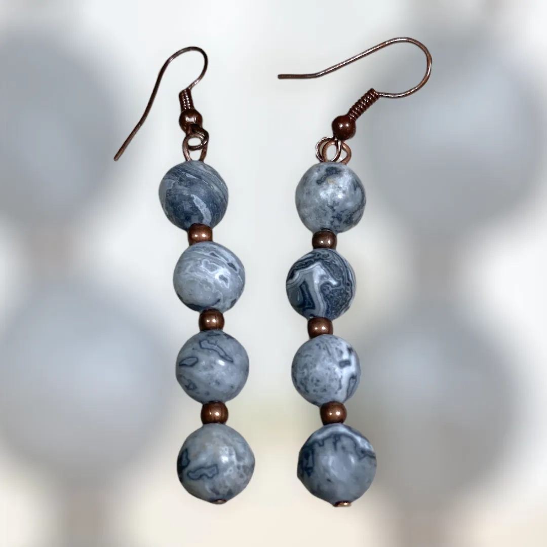 Genuine Stone Fishhook Earrings