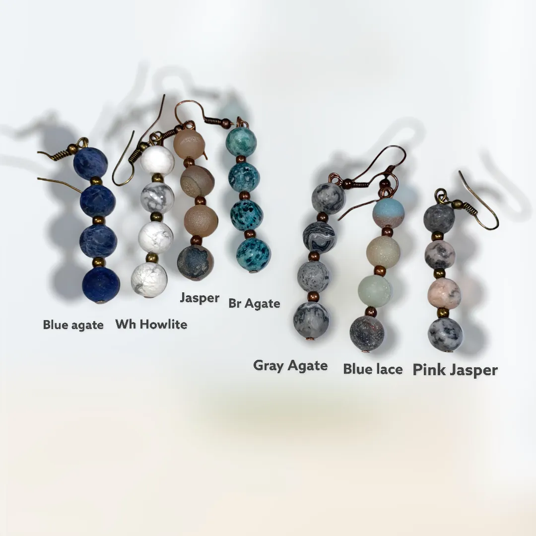 Genuine Stone Fishhook Earrings