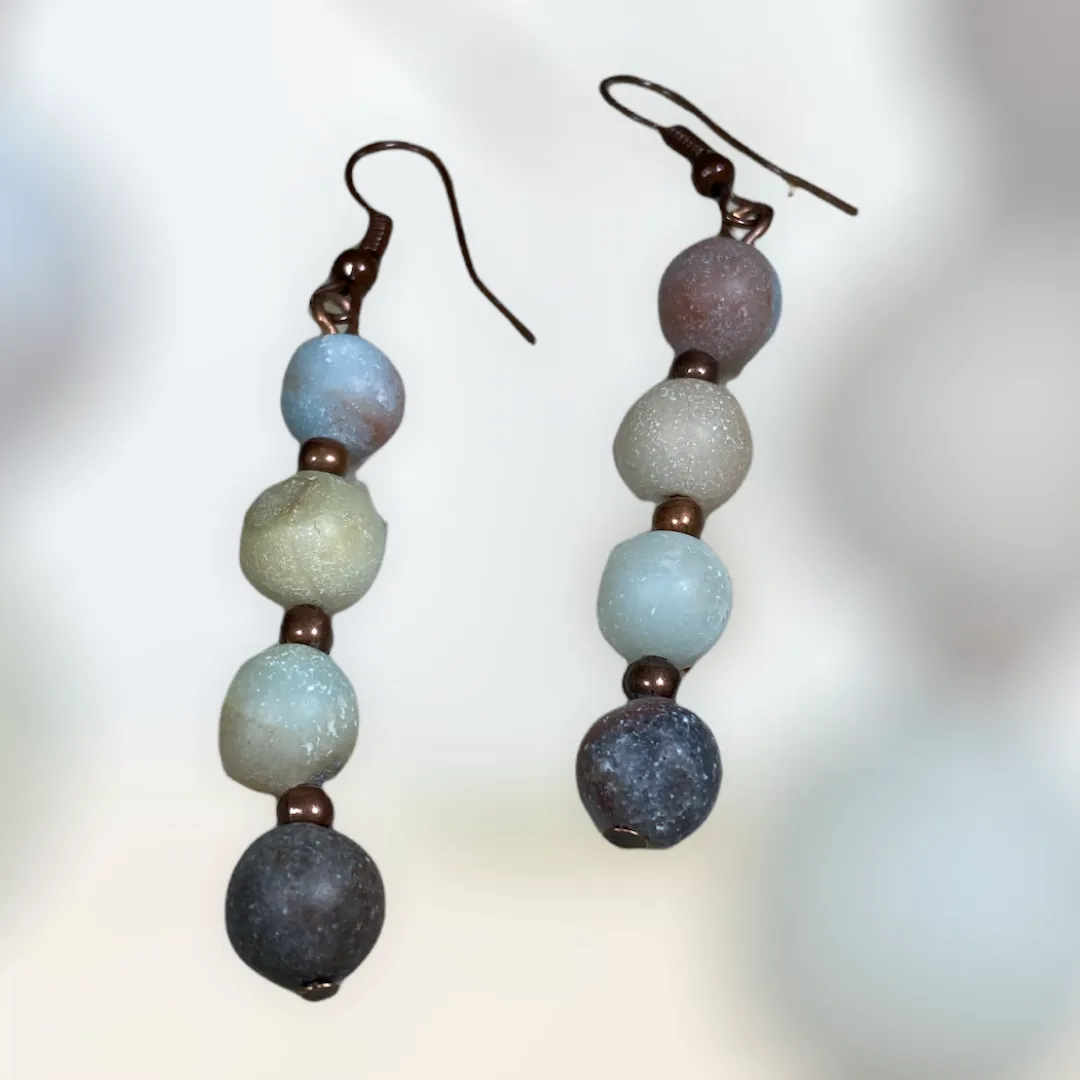 Genuine Stone Fishhook Earrings