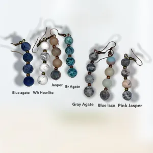 Genuine Stone Fishhook Earrings
