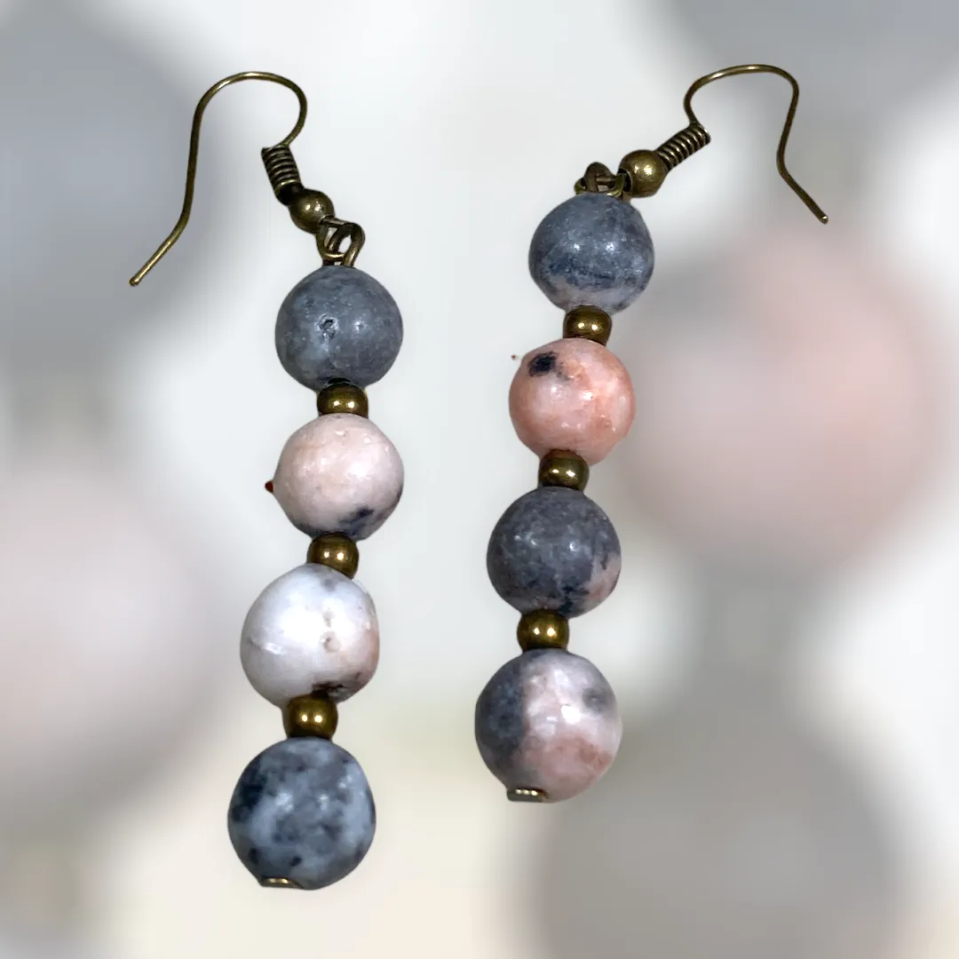 Genuine Stone Fishhook Earrings