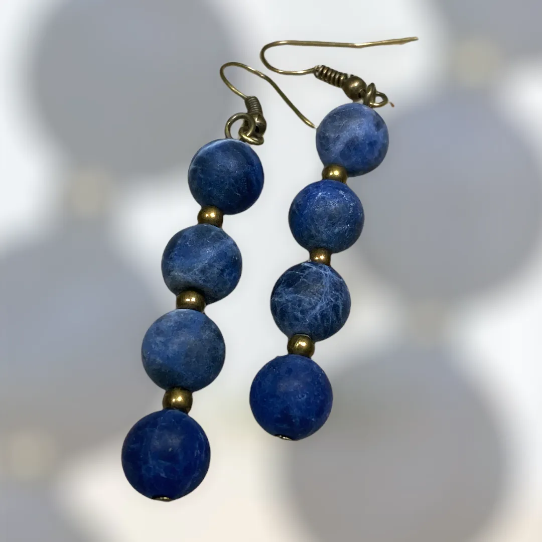 Genuine Stone Fishhook Earrings