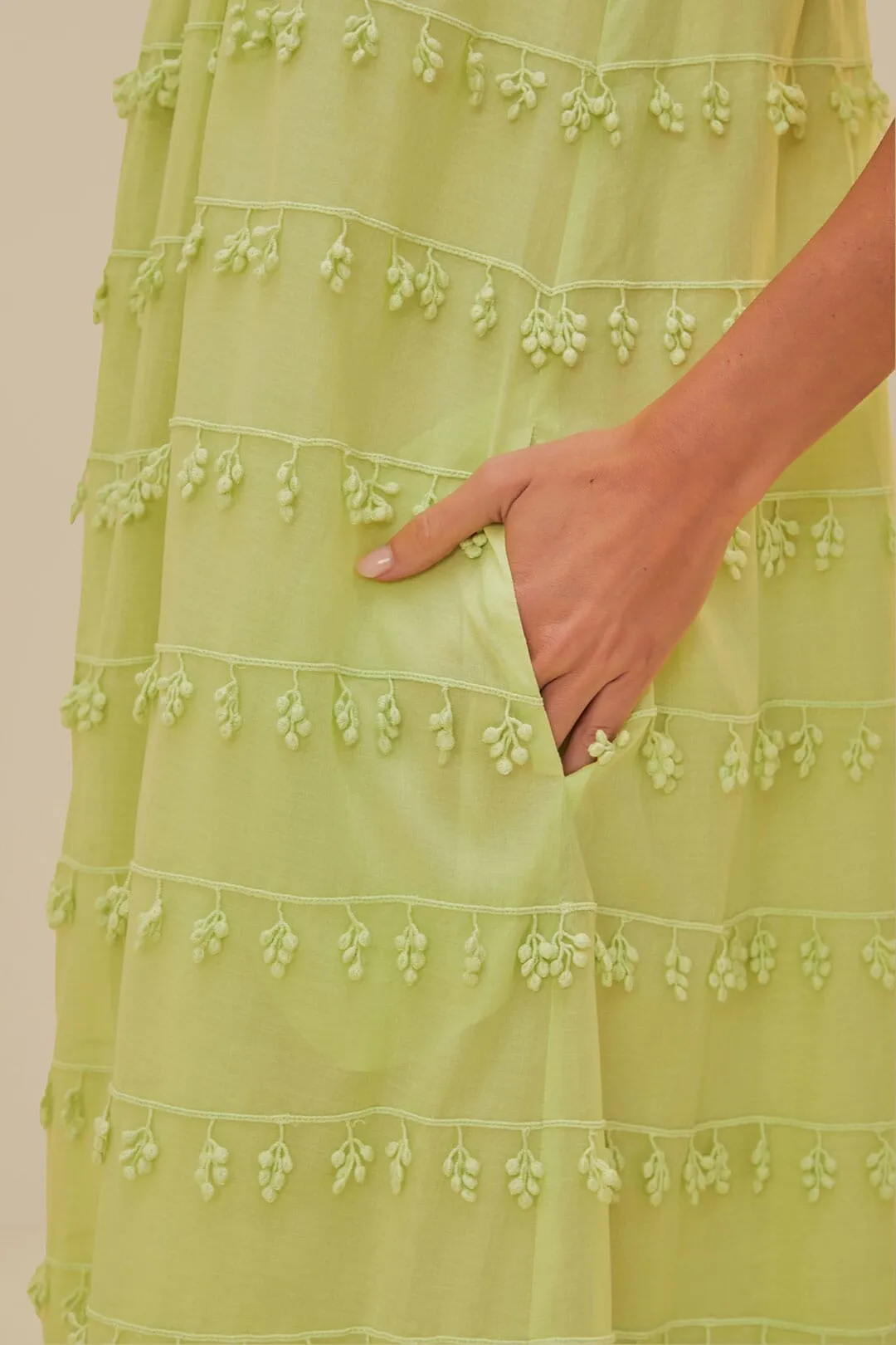 Green Trimmed Maxi Dress