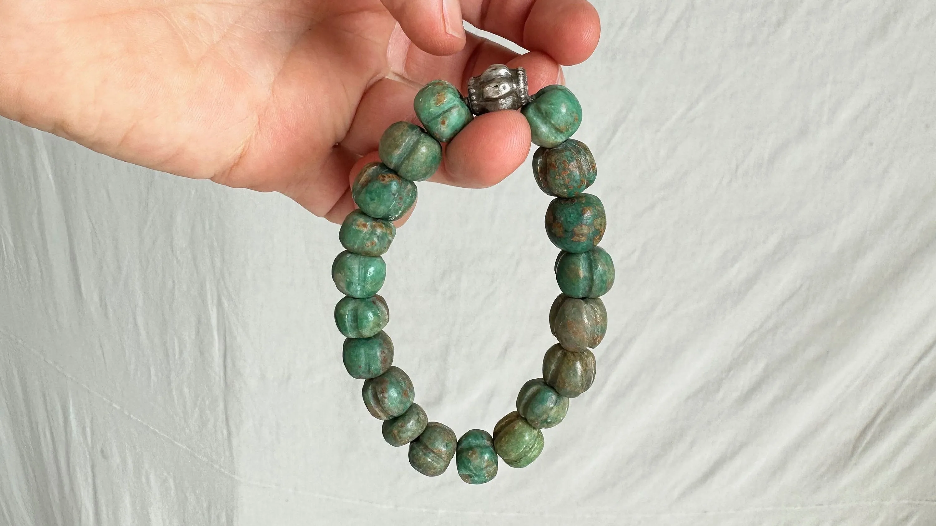 Guatemalita Beaded Bracelet. Sterling Silver. 2181
