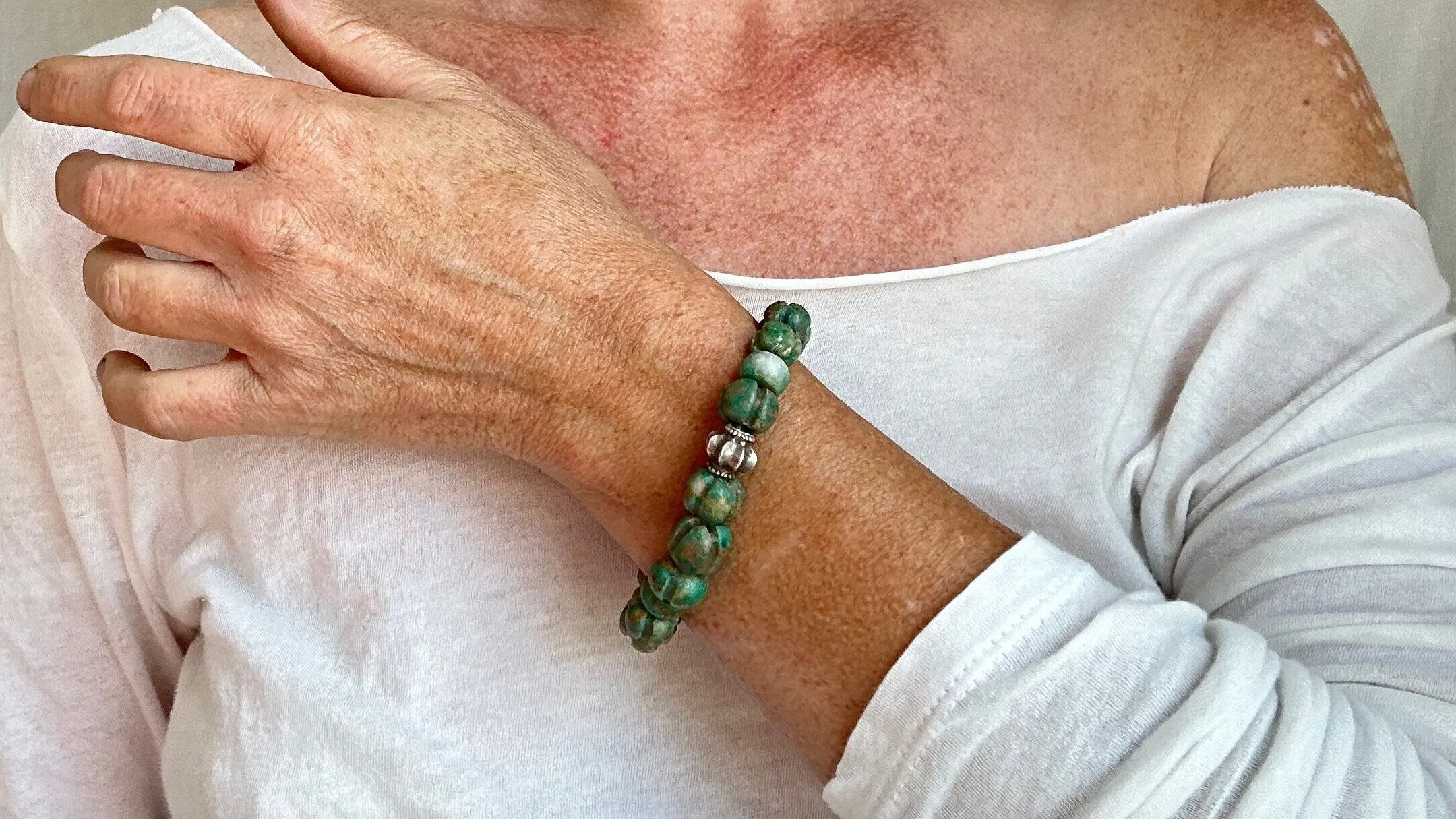 Guatemalita Beaded Bracelet. Sterling Silver. 2183