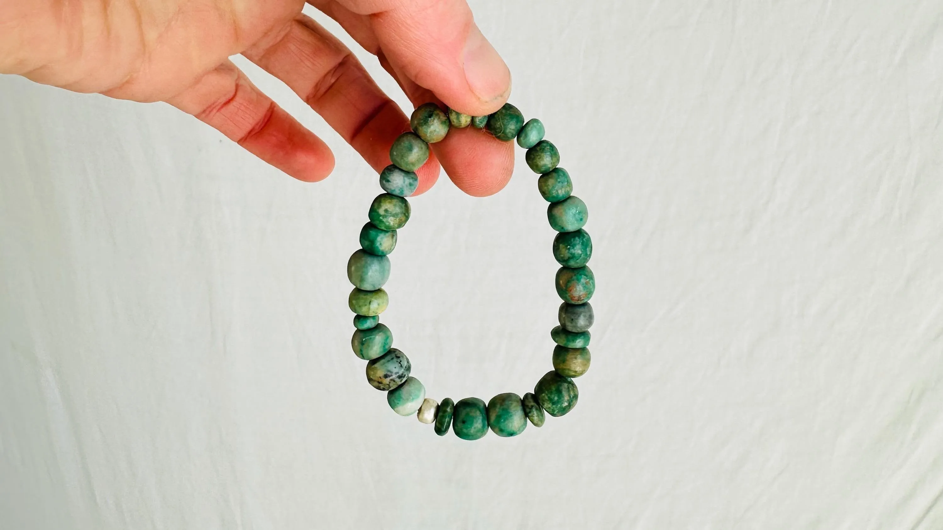 Guatemalita Beaded Bracelet. Sterling Silver. 2404