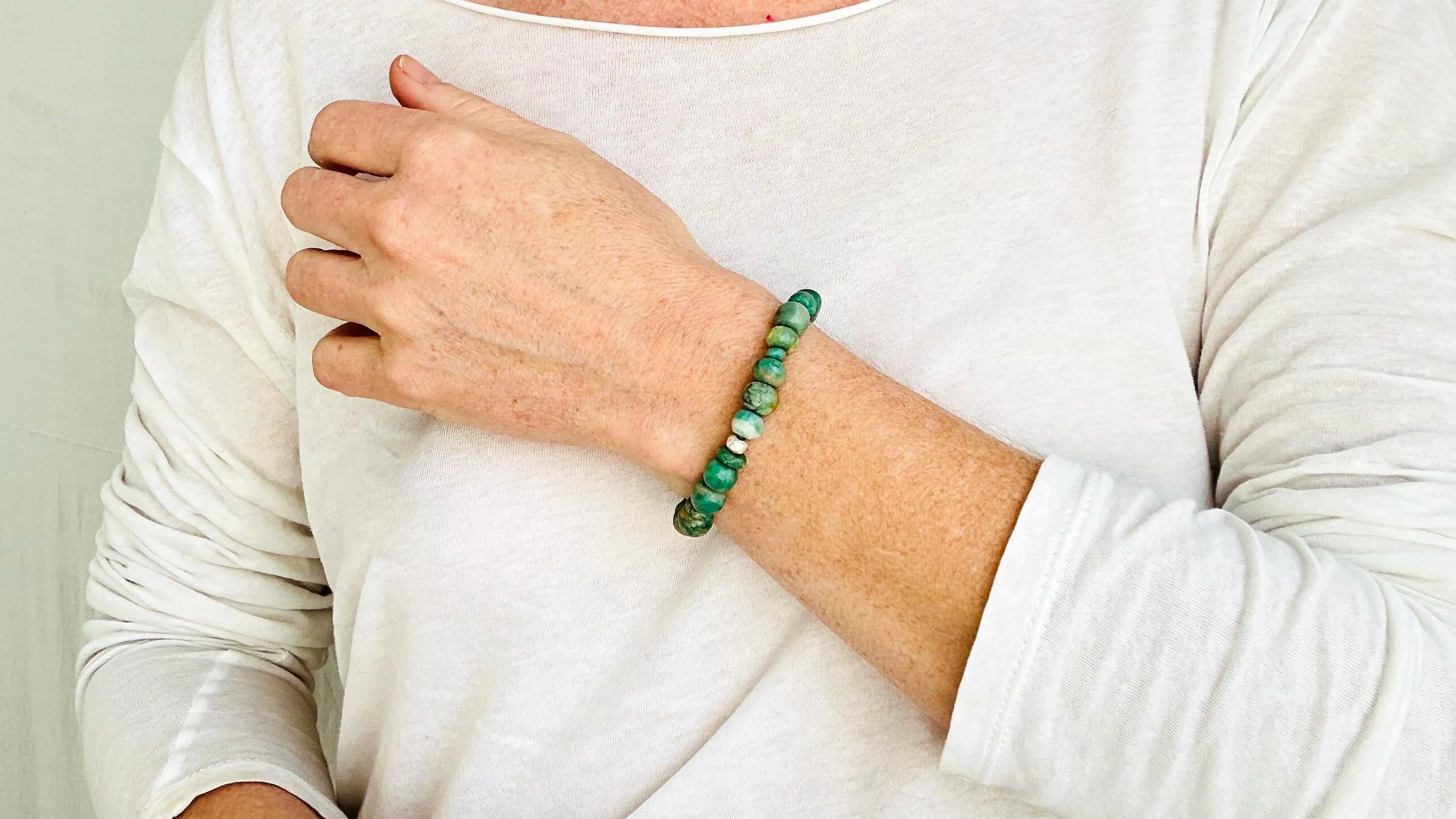 Guatemalita Beaded Bracelet. Sterling Silver. 2404