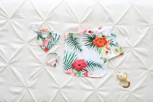 Hibiscus Palms Baby Swaddle Blanket, Bow Headband & Personalized Hat  Soothing Wrap for Peaceful Sleep