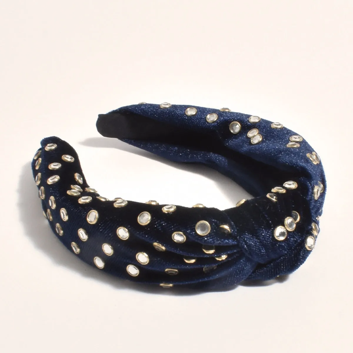 Jewelled Velvet Headband (Navy)