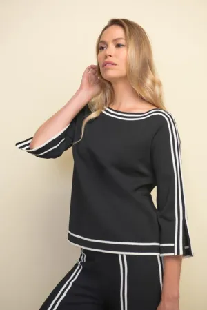 Joseph Ribkoff Black and White Trimmed Top 211939