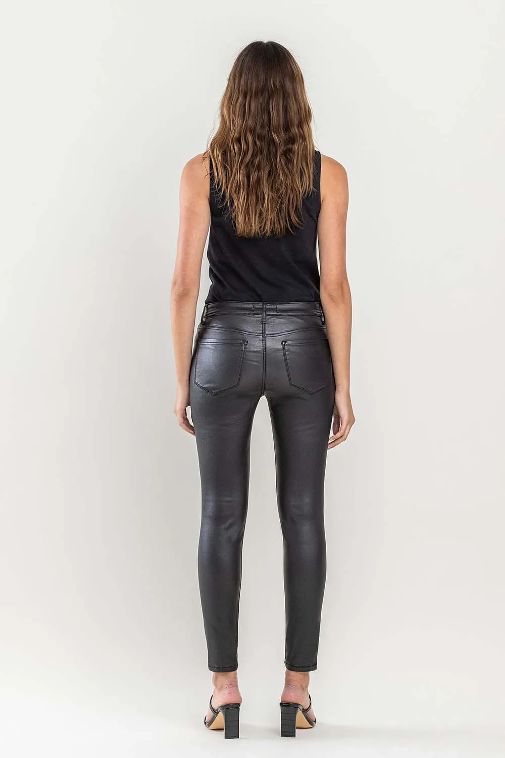 Mid Rise Coated Crop Skinny Jean