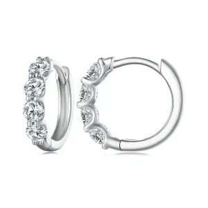 PLATINUM PLATED 925 SILVER MOISSANITE HOOP EARRINGS 0.8 CTW