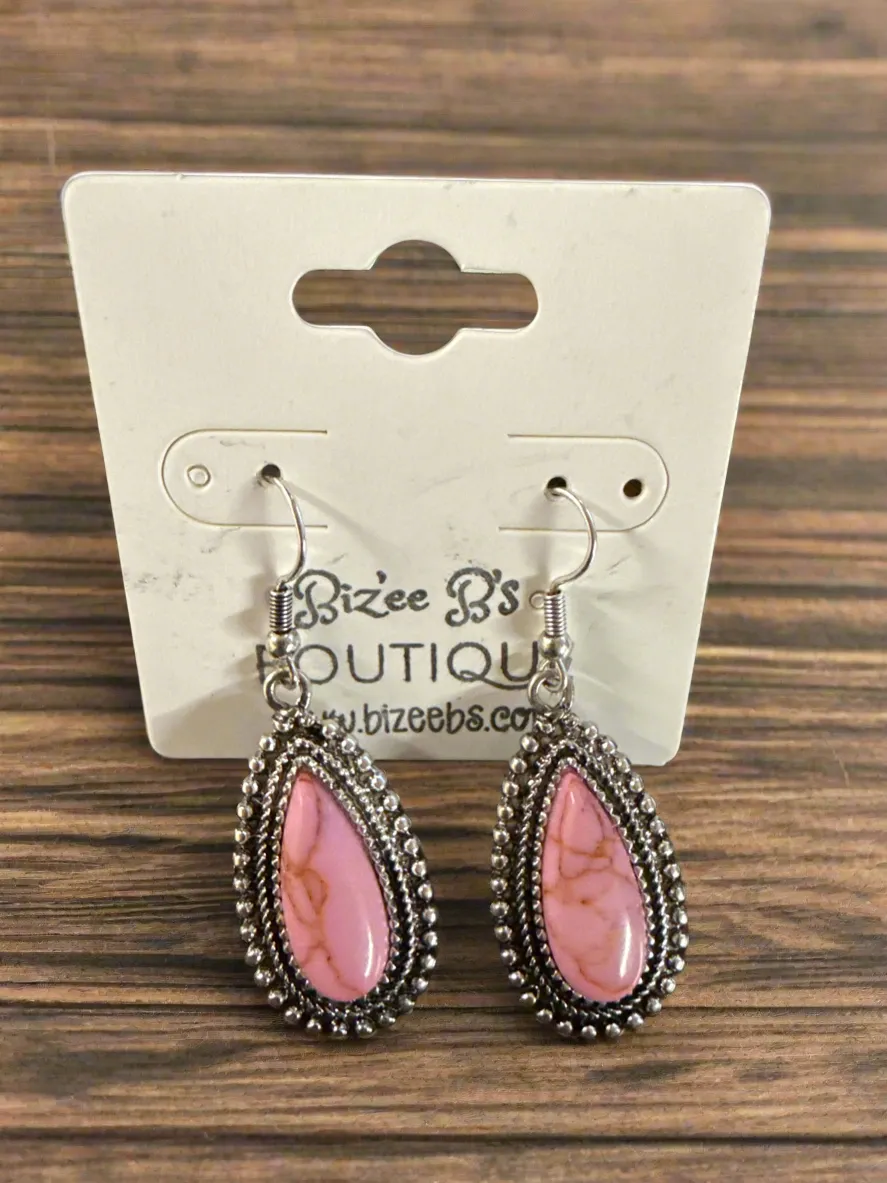 Silver and Stone Earrings