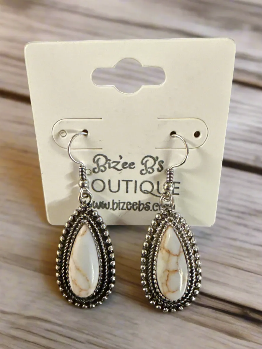 Silver and Stone Earrings