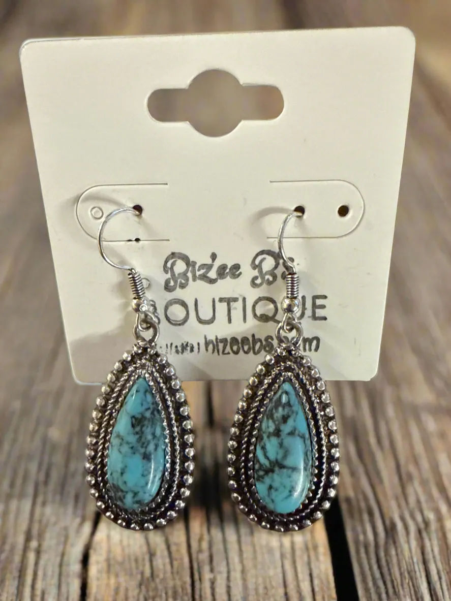 Silver and Stone Earrings