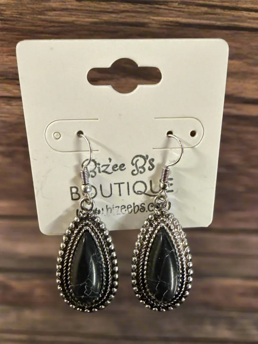 Silver and Stone Earrings
