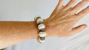 Silver Beaded Bracelet. Sterling Silver. Chunky. 0272
