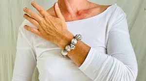 Silver Beaded Bracelet. Sterling Silver. Chunky. 2541