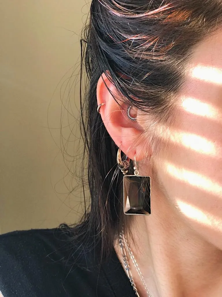 Smoky Quartz Adora Earrings Rectangular Medium and Large