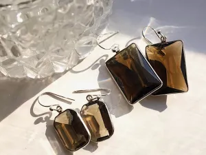 Smoky Quartz Adora Earrings Rectangular Medium and Large