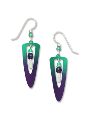 Teal to Violet Drop Earring by Adajio