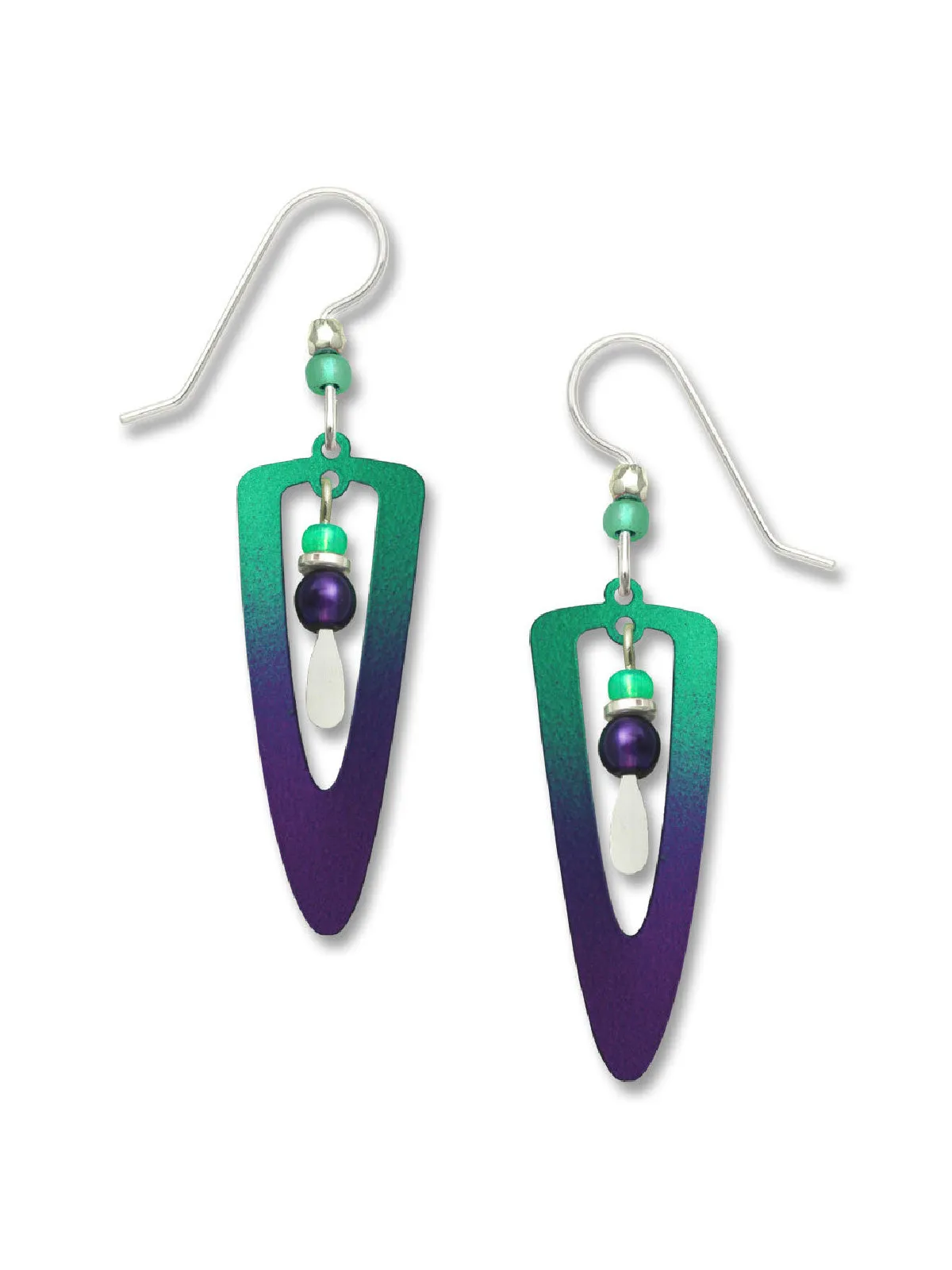 Teal to Violet Drop Earring by Adajio