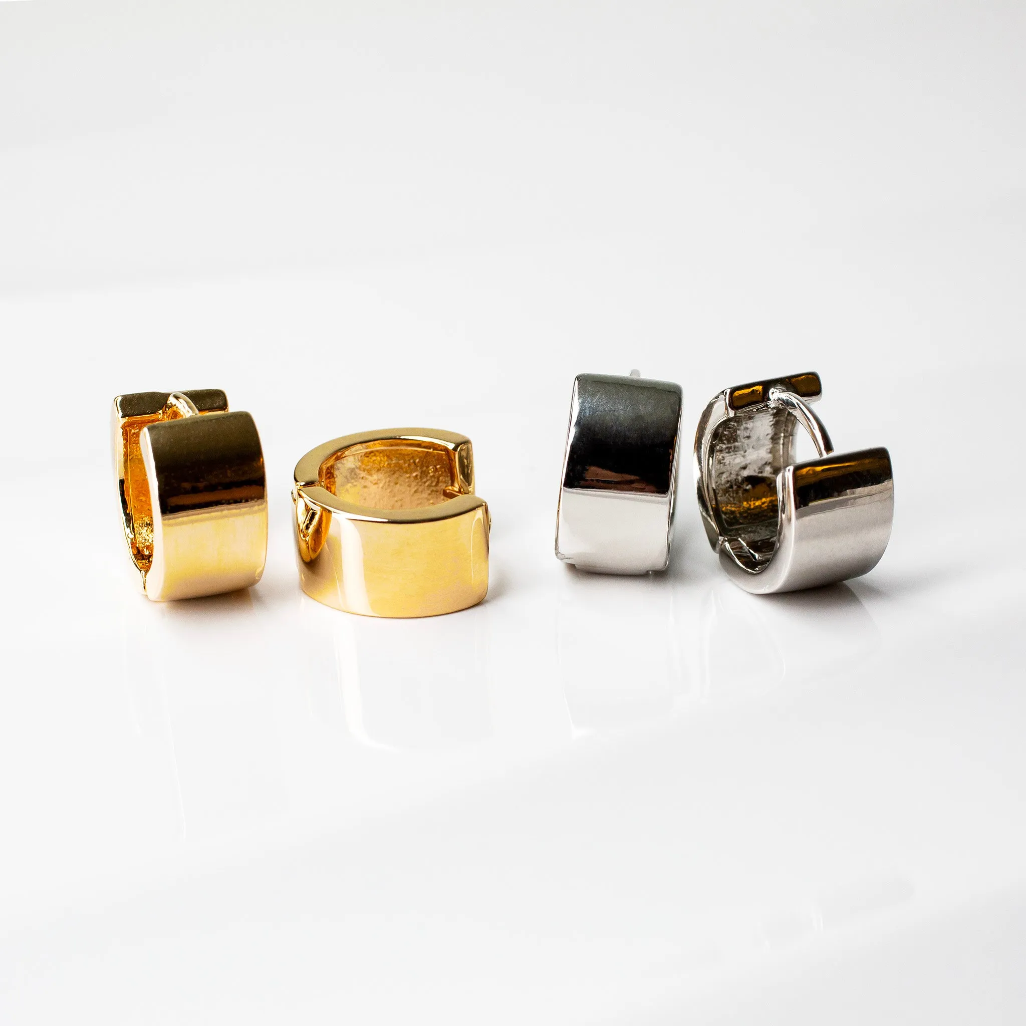 Thick Tire Locking Huggie Earrings