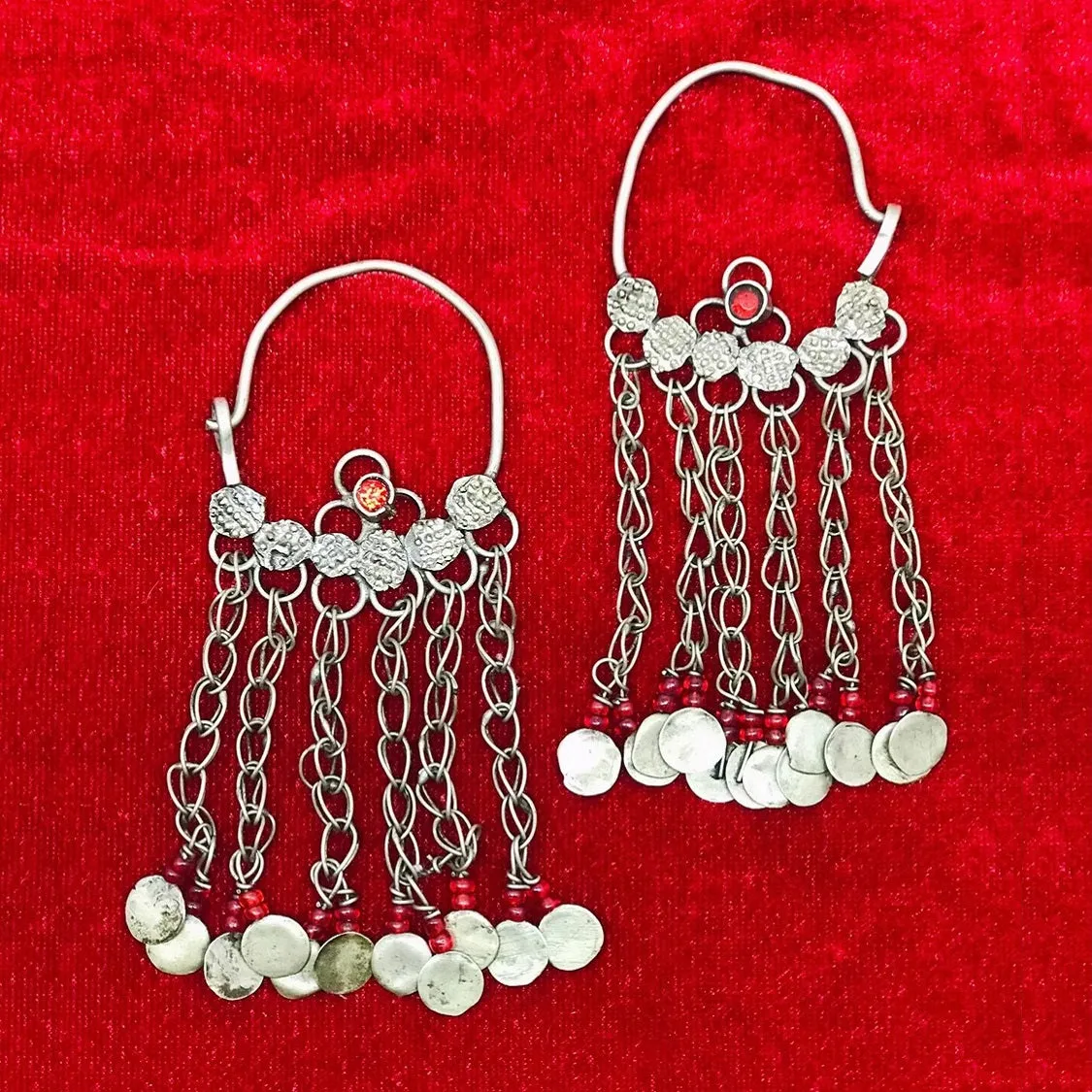 Tribal Antique Earrings With Long Tassels