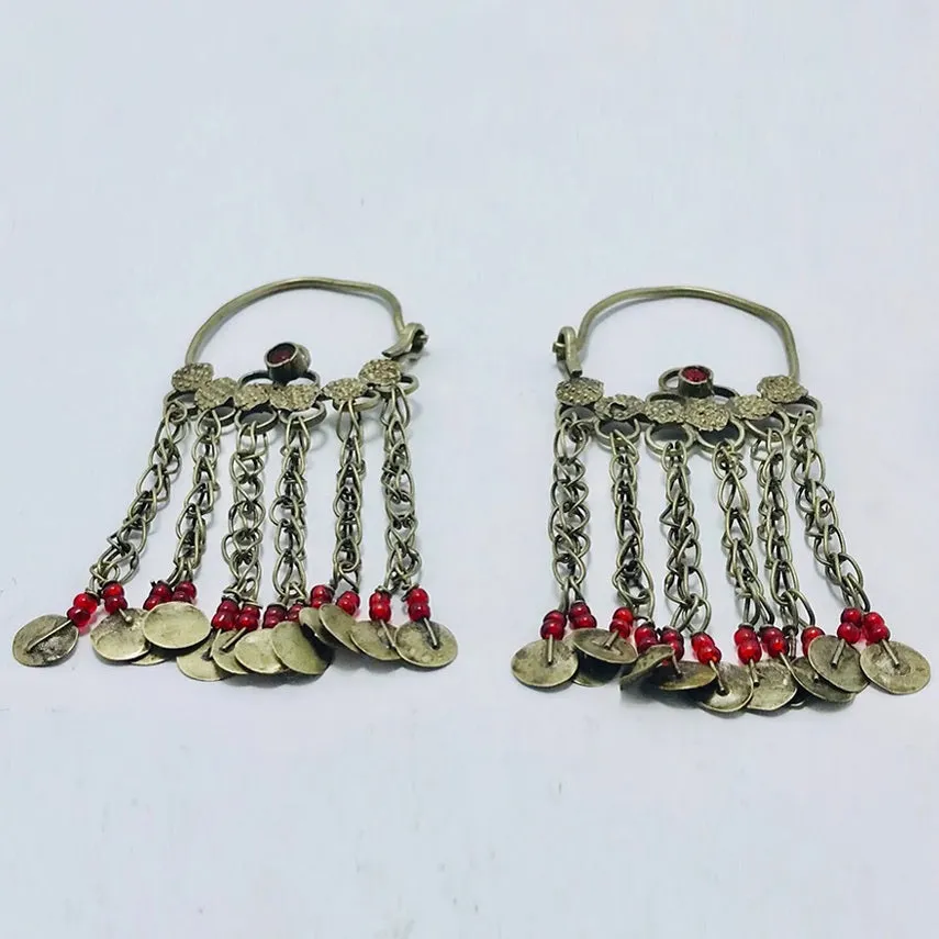 Tribal Antique Earrings With Long Tassels